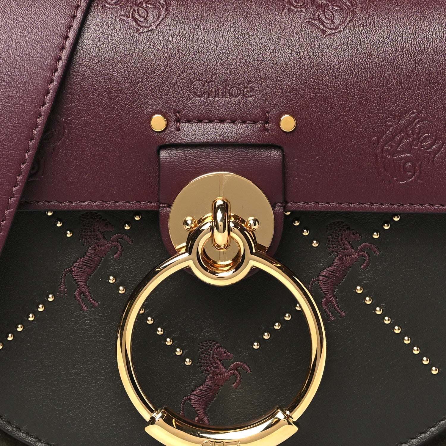 Chloe Calfskin Little Horses Embroidered Baroque Small Tess Bag Deep Forest 8 of 10