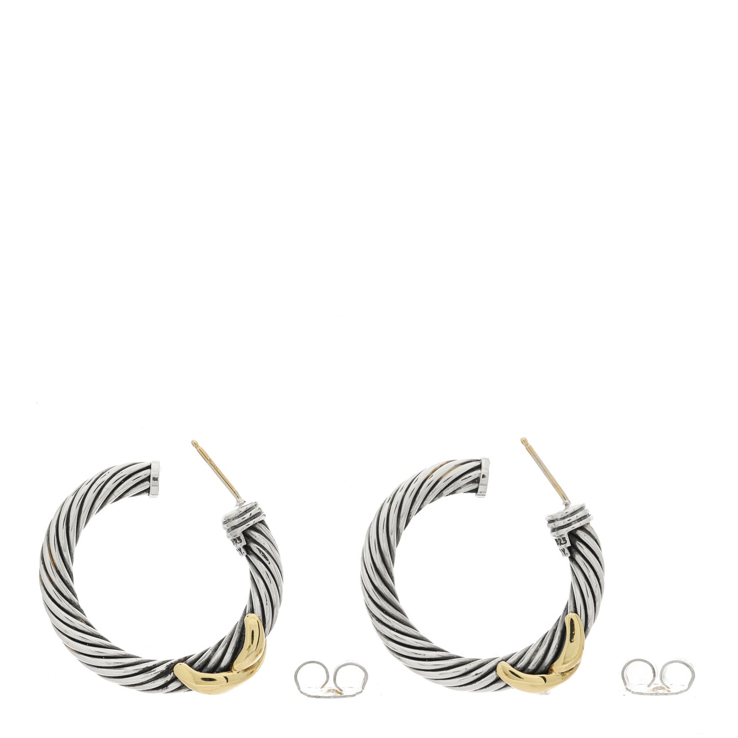 Sterling Silver 14K Yellow Gold Cable Classics X Hoop Earrings