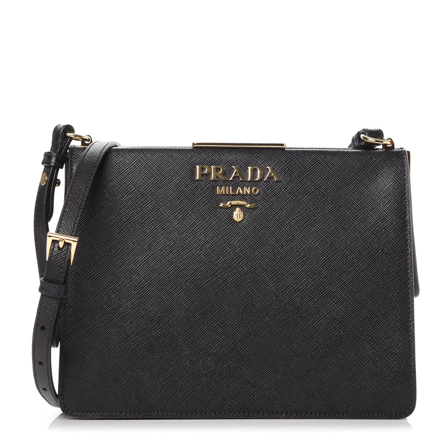 Prada Saffiano City Calf Light Frame Bag Nero Black 1 of 8