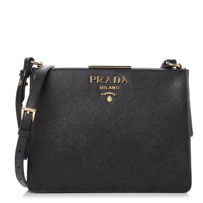 Prada Saffiano City Calf Light Frame Bag Nero Black 1 of 8