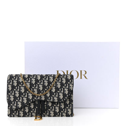 Christian Dior Oblique Saddle Chain Pouch Blue 12 of 12