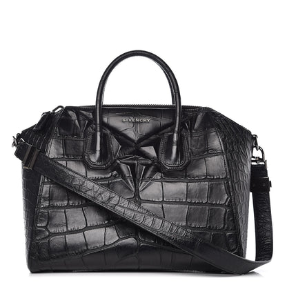 Givenchy Calfskin Crocodile Embossed Medium Antigona Black 1 of 11