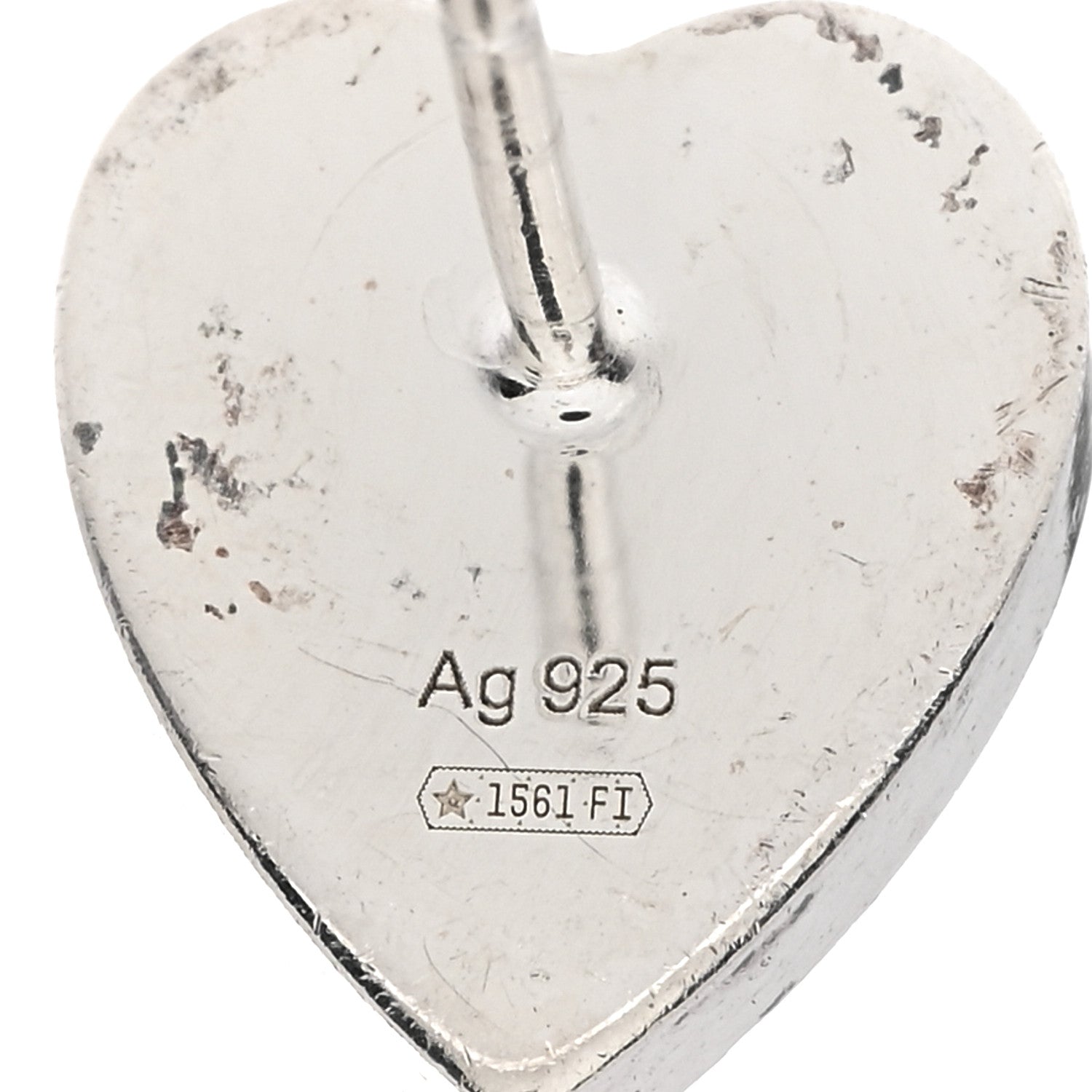 Gucci Sterling Silver Trademark Heart Stud Earrings 4 of 4