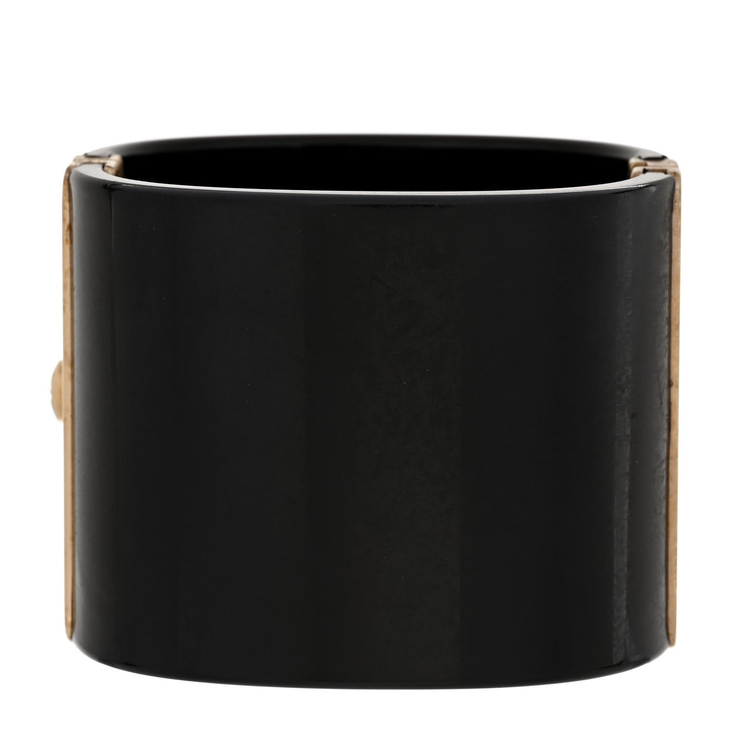 Resin Crystal CC Cuff Bracelet Black Gold