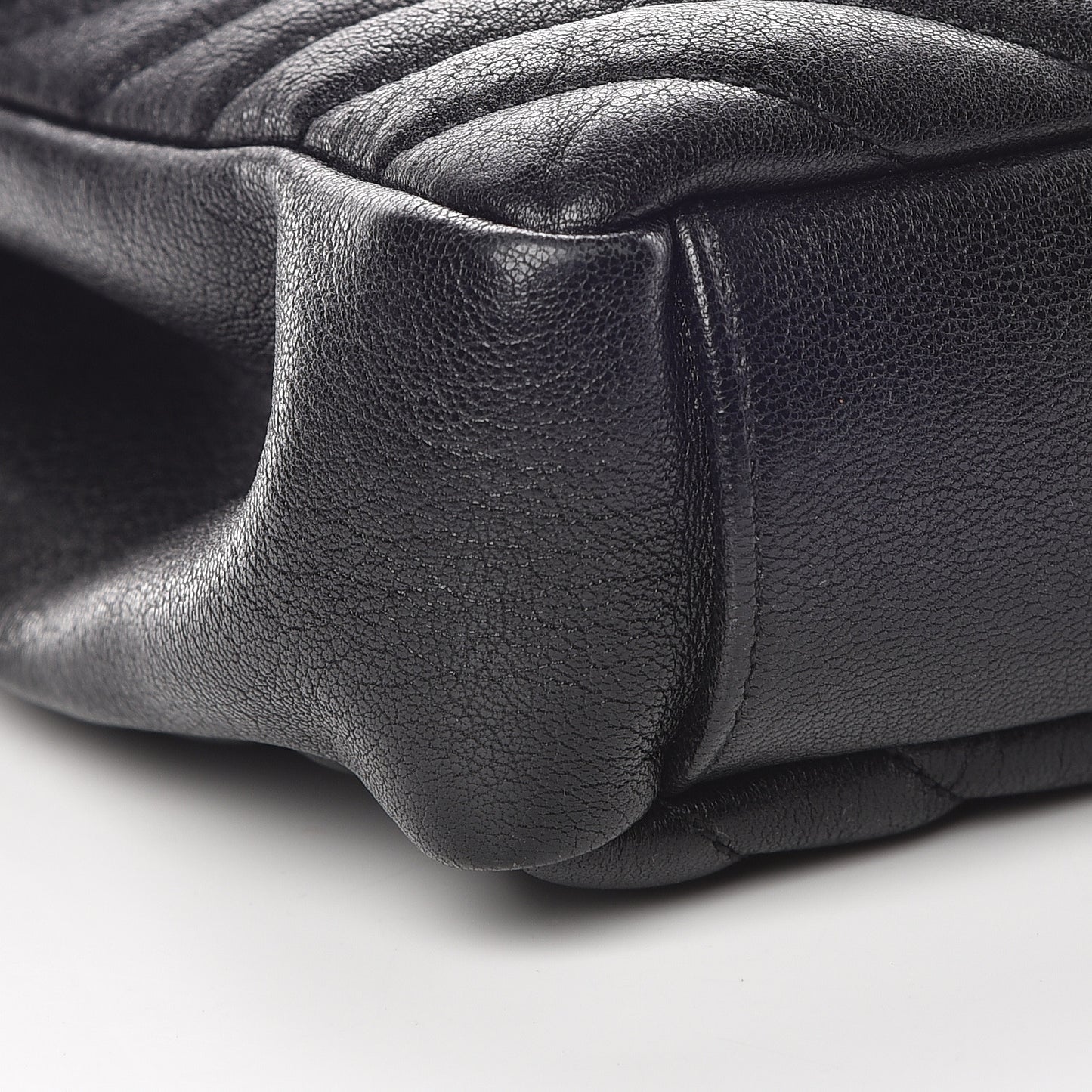 Sheepskin Matelasse Chevron Monogram Medium College Bag Black