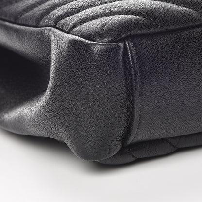 Saint Laurent Sheepskin Matelasse Chevron Monogram Medium College Bag Black 8 of 11