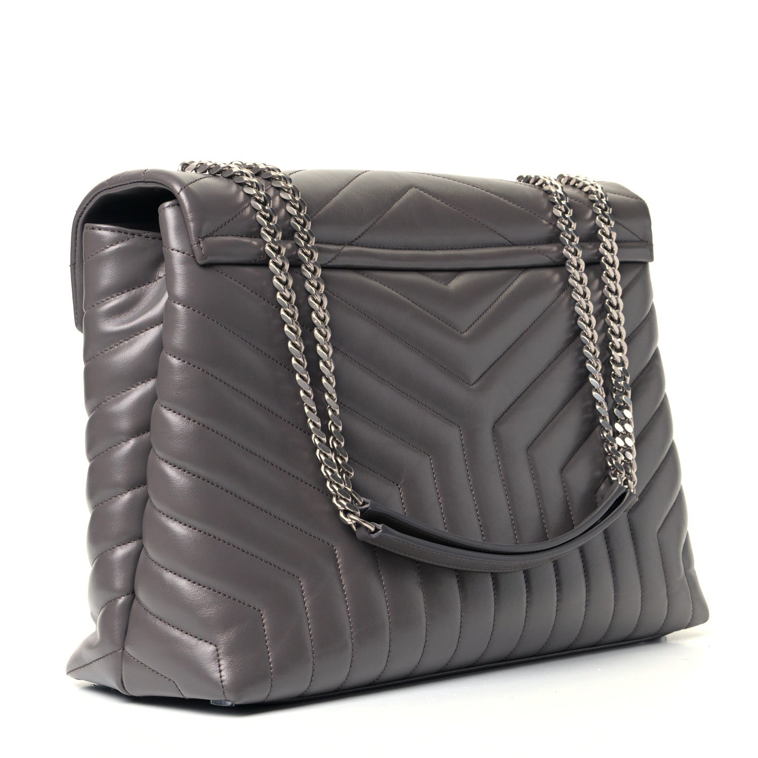 Saint Laurent Calfskin Y Quilted Monogram Large Loulou Chain Satchel Earth 2 of 4
