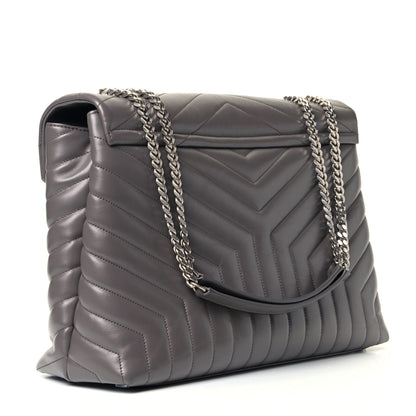Saint Laurent Calfskin Y Quilted Monogram Large Loulou Chain Satchel Earth 2 of 4