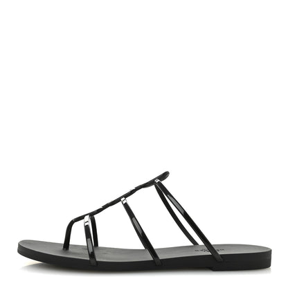 Hermes Rubber Womens Mykonos Sandals 38 Black 1 of 8