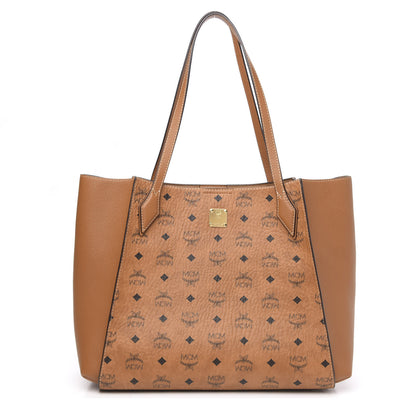 MCM Visetos Medium Yris Shopper Tote Cognac 1 of 9