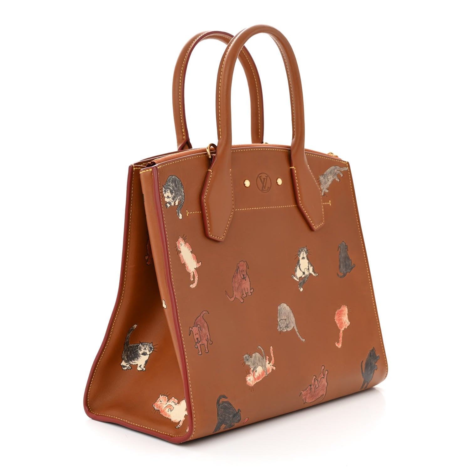 Louis Vuitton Calfskin Catogram City Steamer MM Chataigne 3 of 9