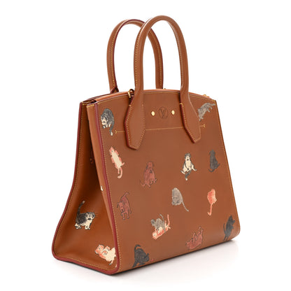 Louis Vuitton Calfskin Catogram City Steamer MM Chataigne 3 of 9