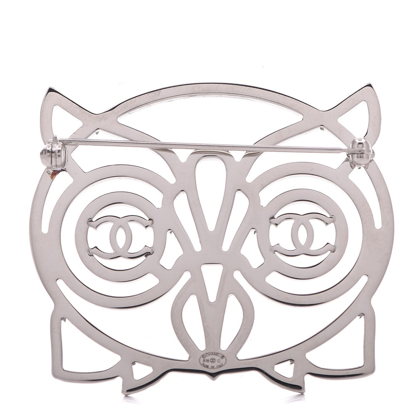 Strass Crystal Owl CC Brooch Purple