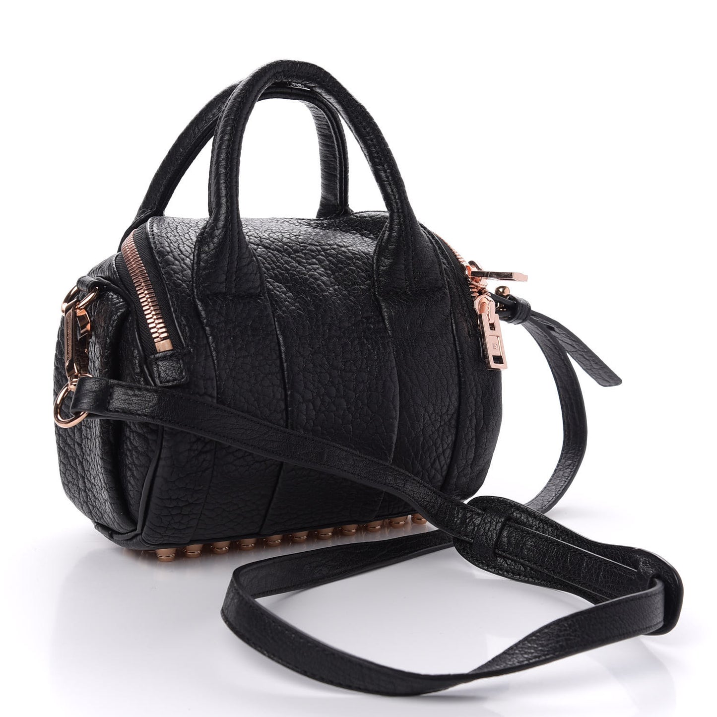 Pebbled Lambskin Mini Rockie Black Rose Gold Hardware