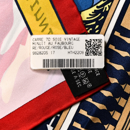 Hermes Silk Minuit Au Faubourg Scarf 70 Rouge Rose Bleu 3 of 6
