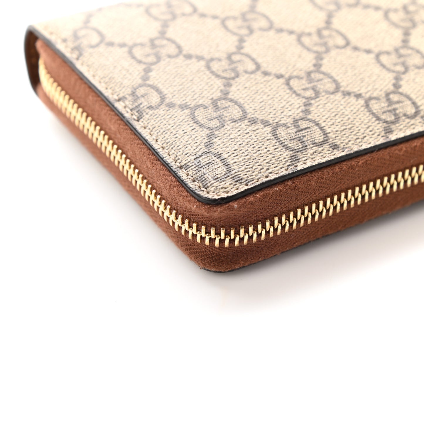 GG Supreme Monogram Cuoio Toscano Zip Around Wallet Beige Ebony Cuir