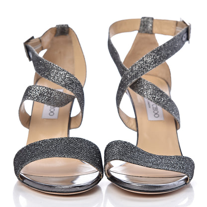 Jimmy Choo Glitter Fabric Fearne Wedge Sandals 41 Anthracite 2 of 12