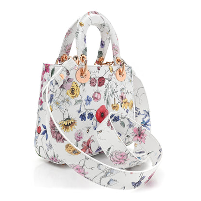 Christian Dior Calfskin Printed Small Florigelio My ABCDior Lady Dior White Multicolor 3 of 9