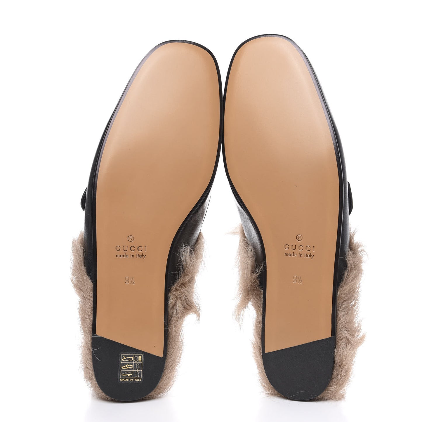Goatskin Fur Web GG Mens Princetown Slippers 9.5 Black