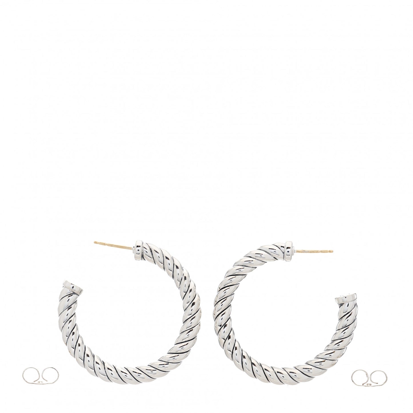 Sterling Silver Sculpted Cable Hoop Earrings