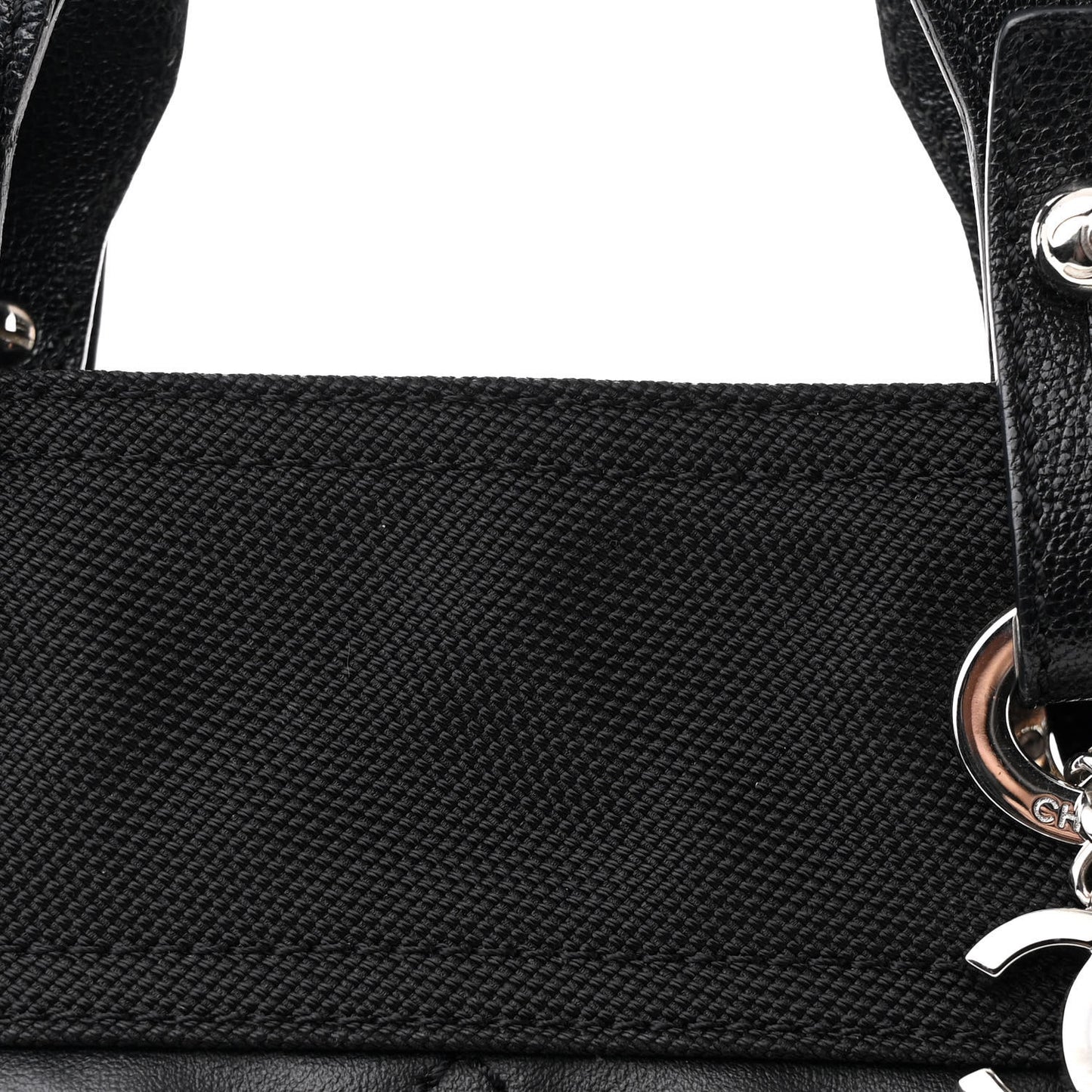 Coated Canvas Quilted Small Paris Biarritz Tote Black