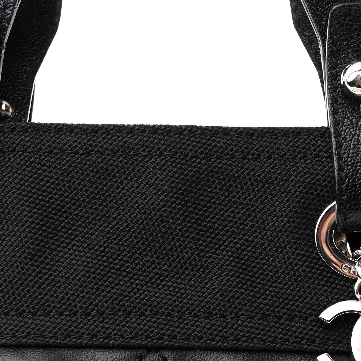 Chanel Coated Canvas Quilted Small Paris Biarritz Tote Black 8 of 10