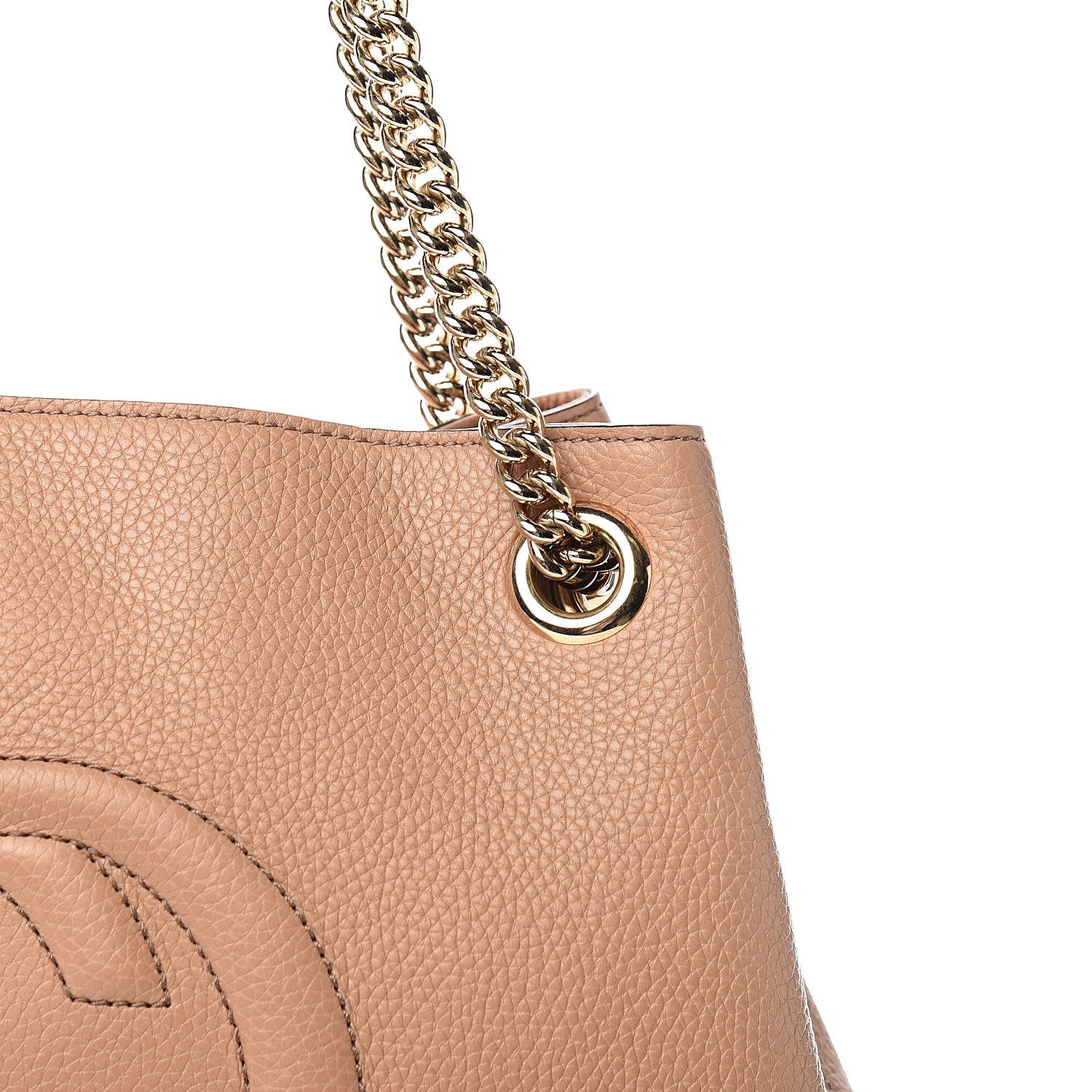 Gucci Pebbled Calfskin Medium Soho Chain Shoulder Bag Camelia 10 of 10