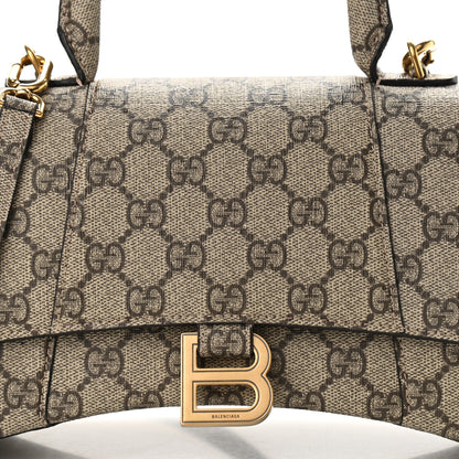 Balenciaga X GUCCI GG Supreme Monogram Small Hourglass Top Handle Bag Beige Ebony 12 of 13