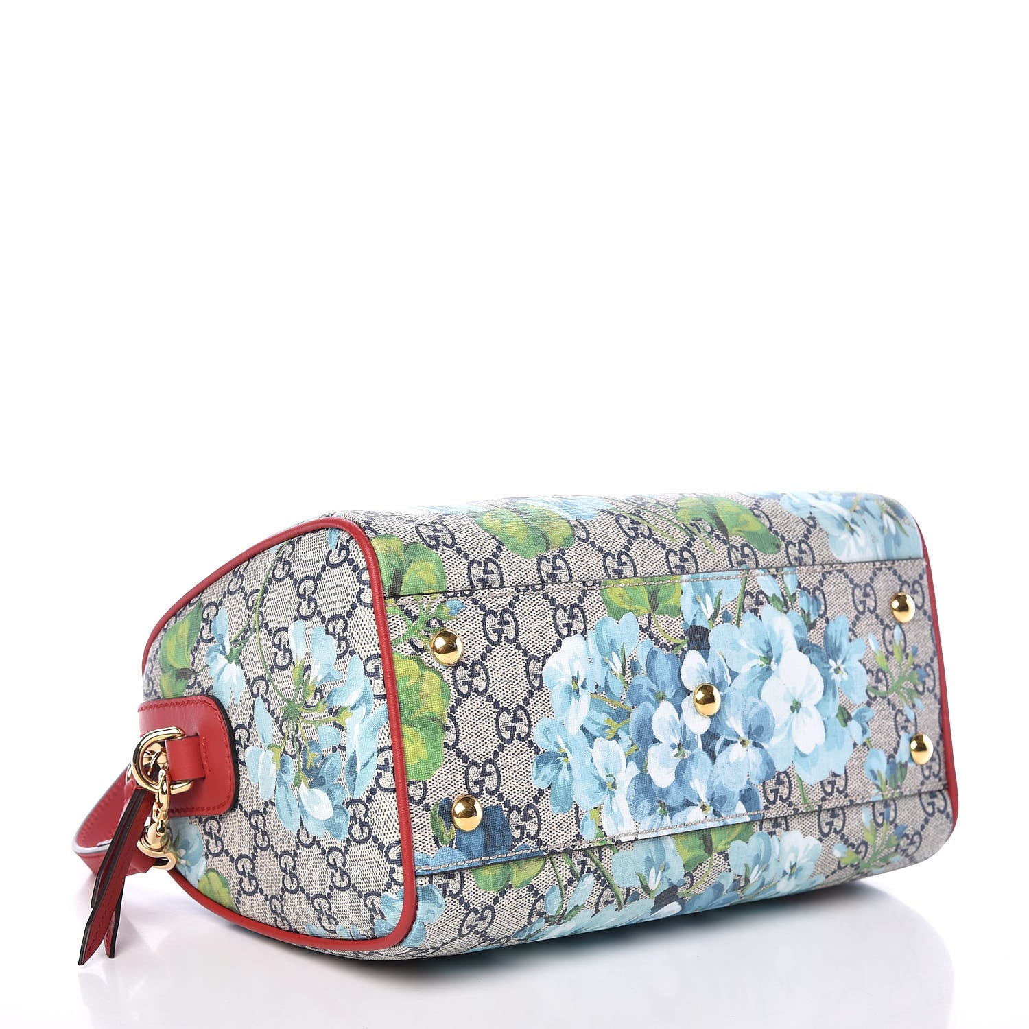 Gucci GG Supreme Monogram Blooms Small Boston Beige Blue Navy Hibiscus Red 4 of 9