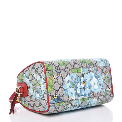 Gucci GG Supreme Monogram Blooms Small Boston Beige Blue Navy Hibiscus Red 4 of 9