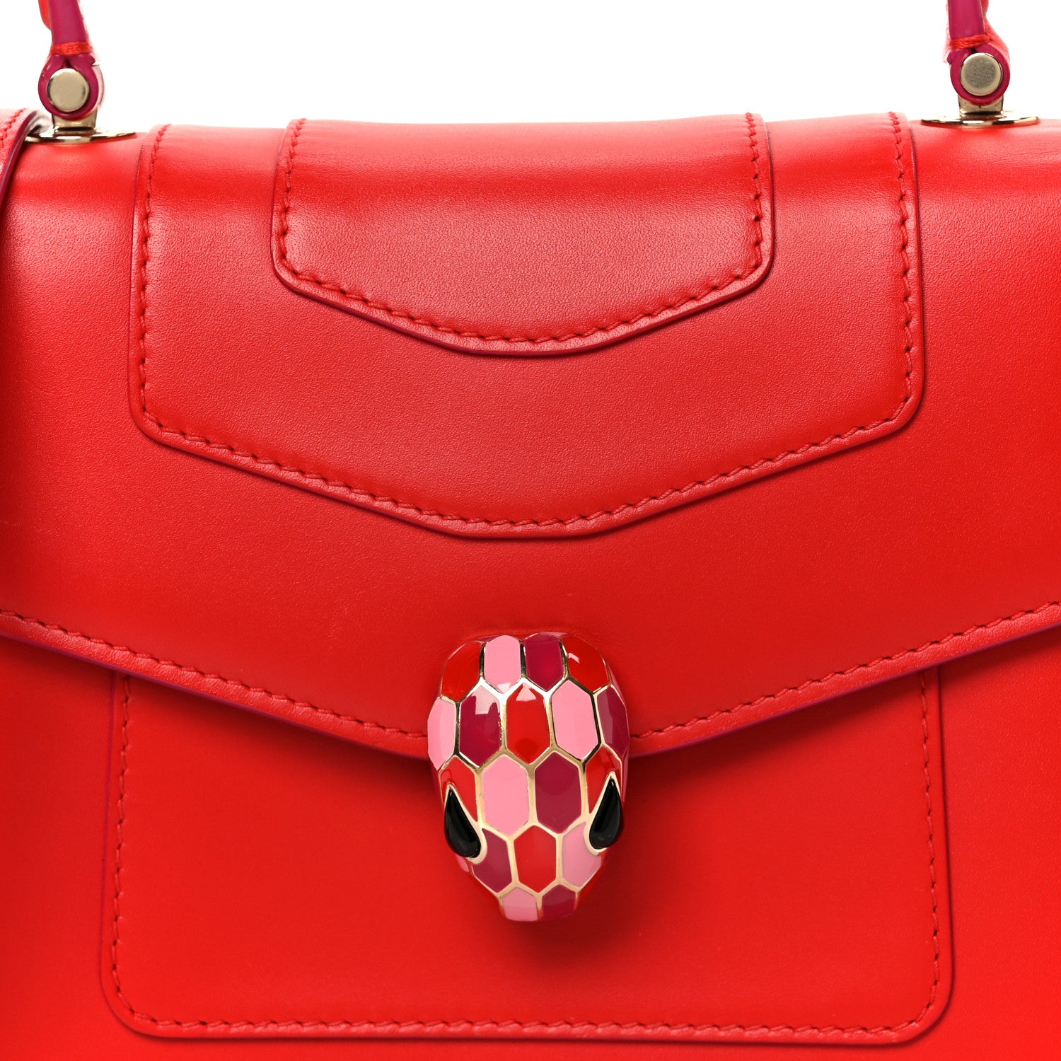 Bulgari Calfskin Serpenti Forever Top Handle Red 8 of 10
