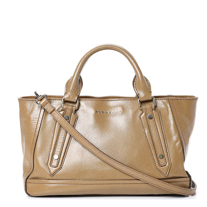 Burberry Patent London Grainy Calfskin Satchel Beige 1 of 23