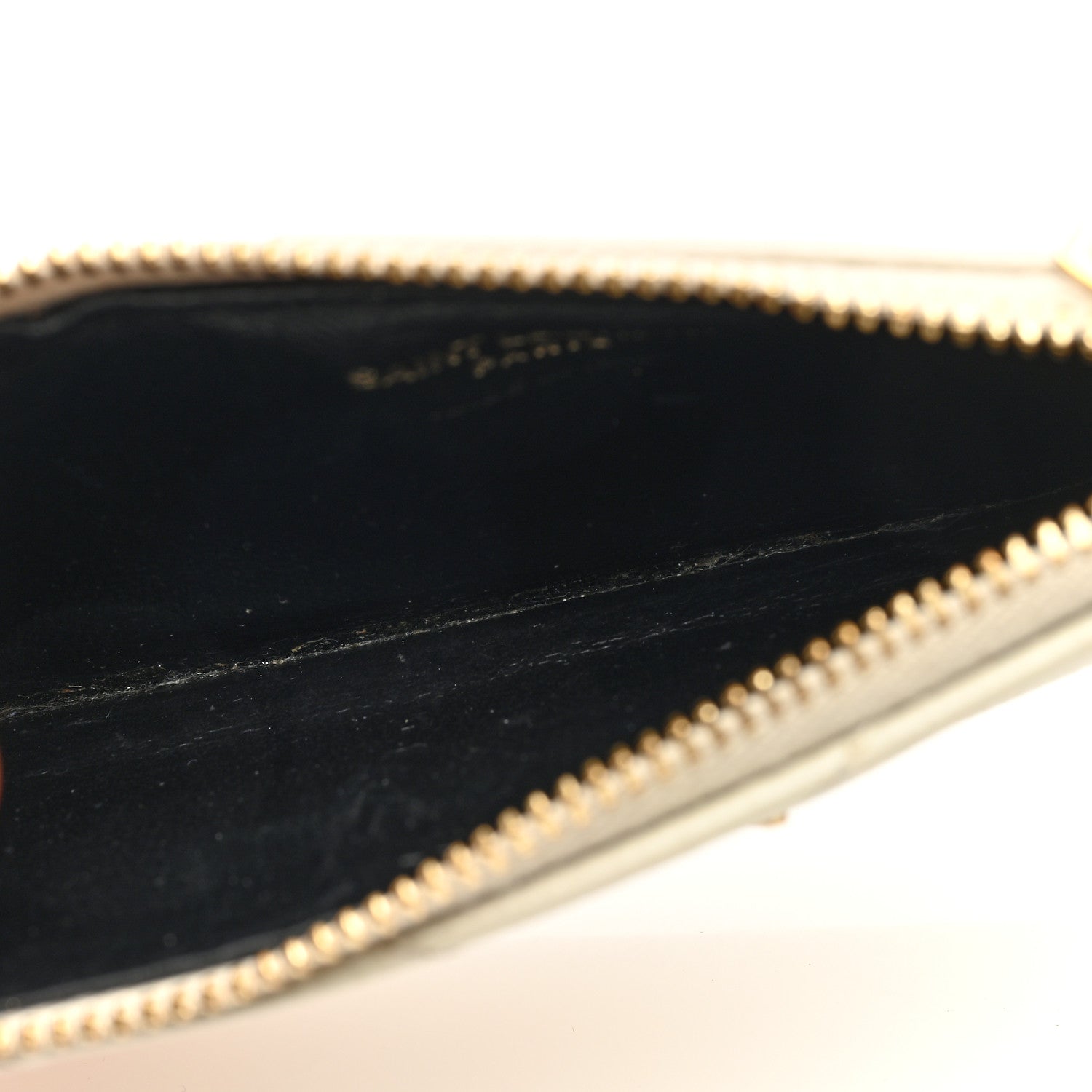 Saint Laurent Grain De Poudre Matelasse Chevron Monogram Fragments Zippered Card Case Crema Soft 5 of 8