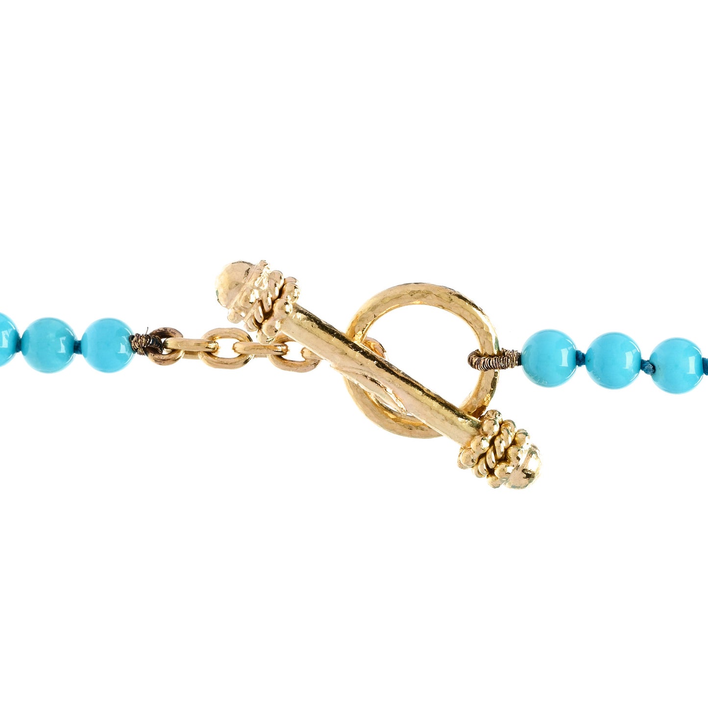 19K Yellow Gold Turquoise Toggle Necklace