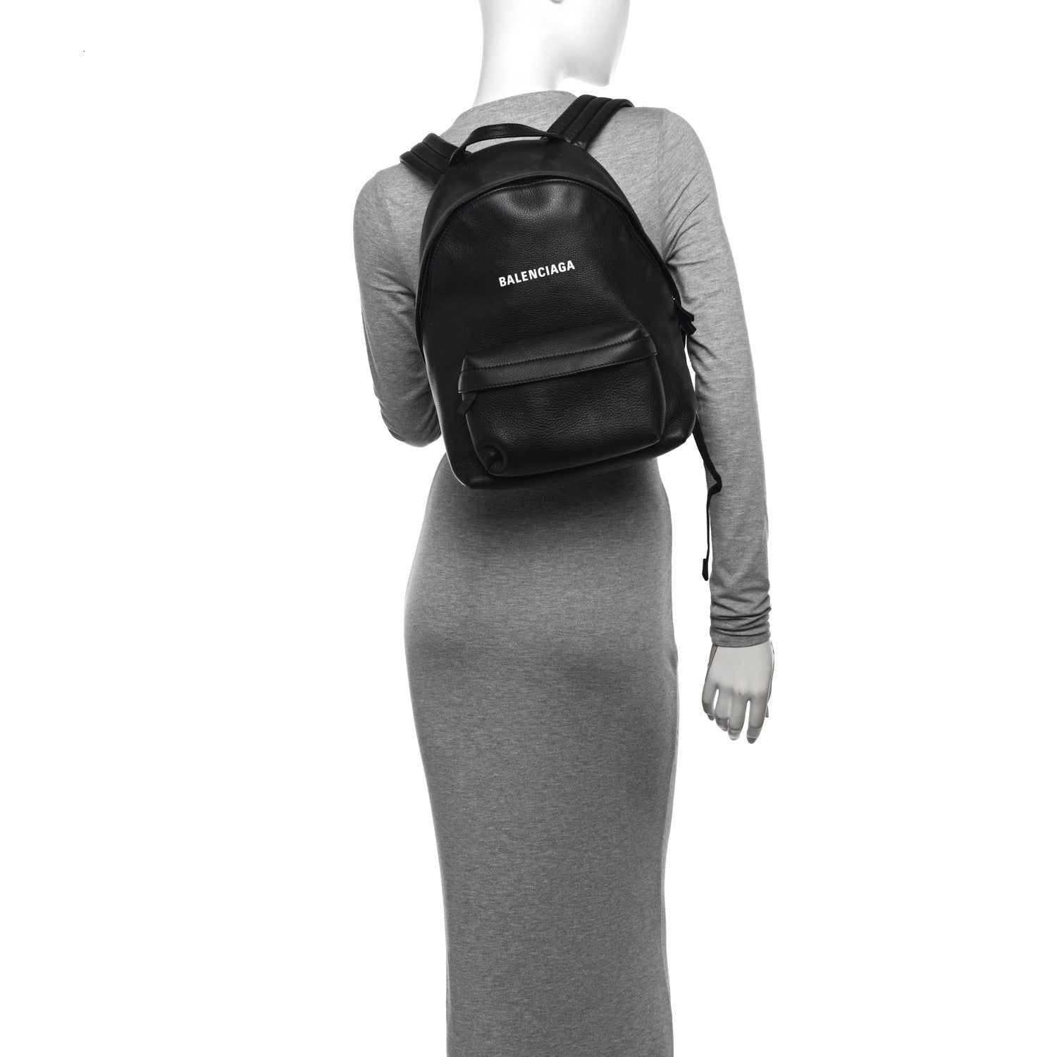 Balenciaga Smooth Calfskin Logo Small Everyday Backpack Black White 2 of 11