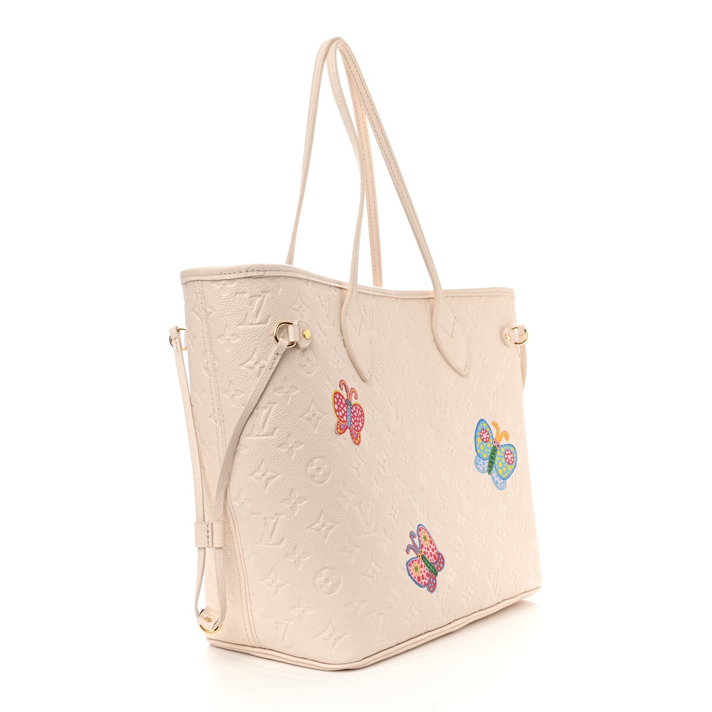 LV X YK Empreinte Inlaid Kusama Flowers Neverfull MM Quartz