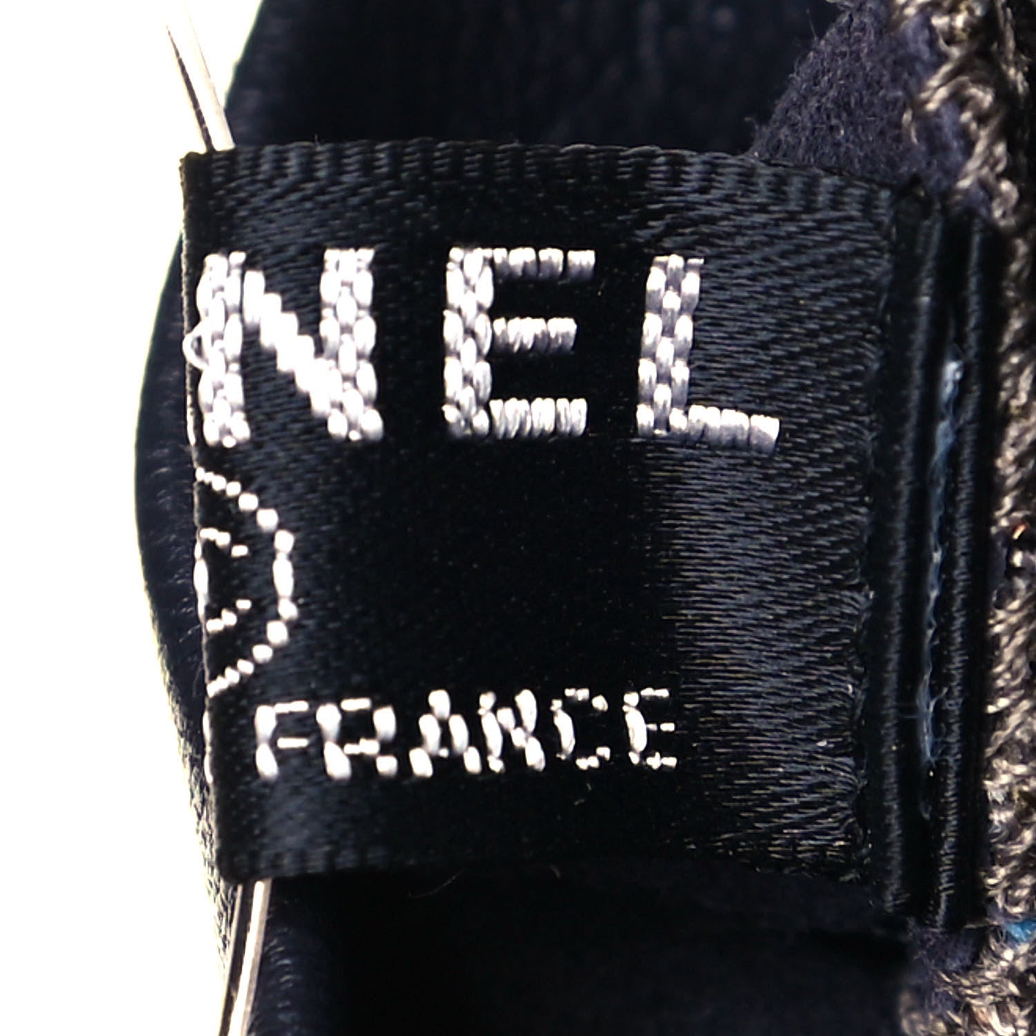 Chanel Lambskin Tweed CC Fingerless Gloves 8.5 Dark Grey Blue Gold 4 of 5