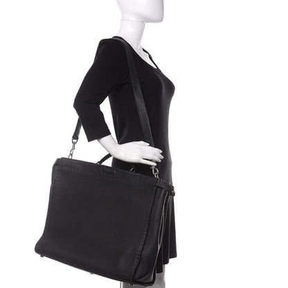 Fendi Cuoio Romano Selleria Monster Eyes Inlay Large Mens Peekaboo Iconic Essential Satchel Black Sunflower 2 of 13