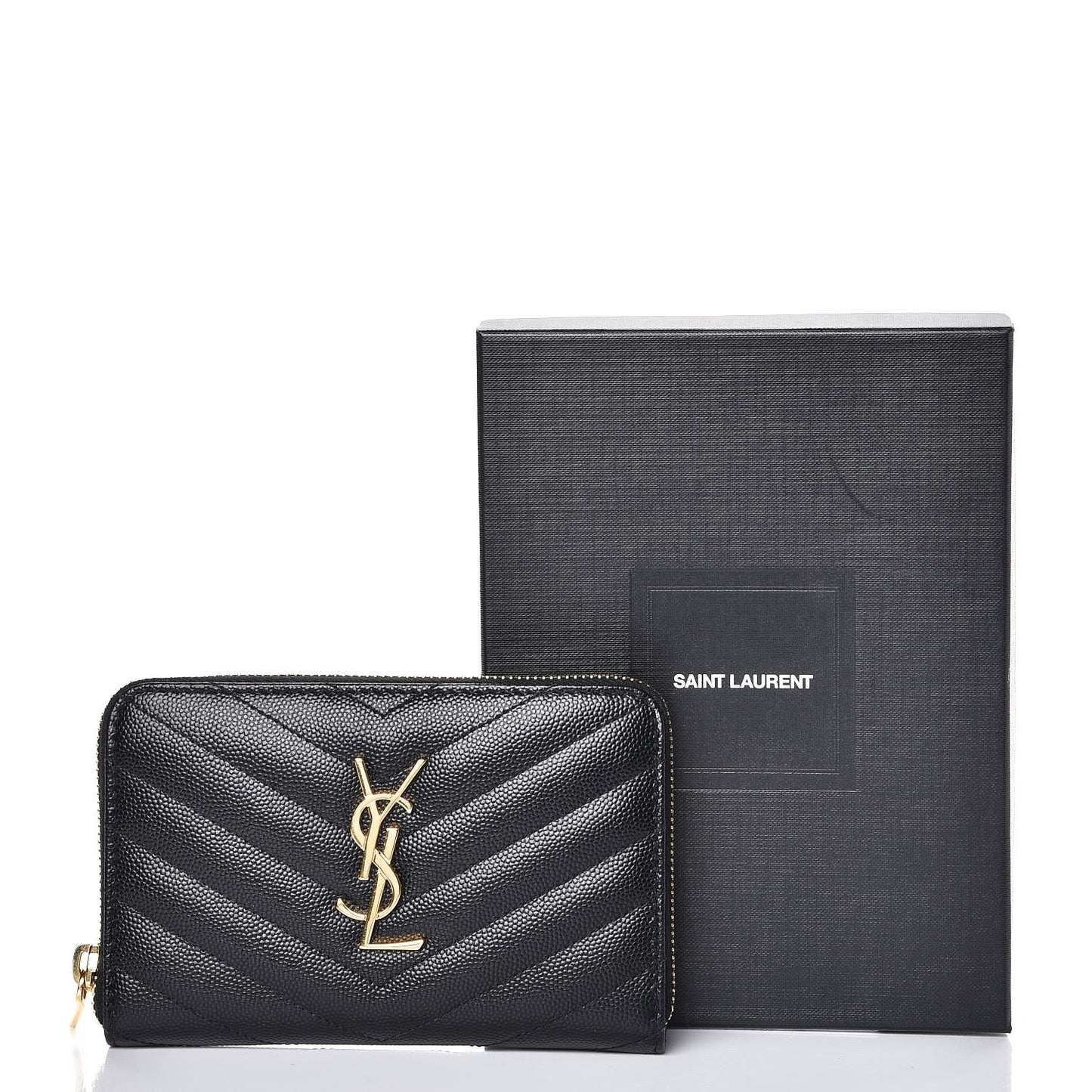 Grain De Poudre Matelasse Chevron Monogram Zip Around Wallet Black