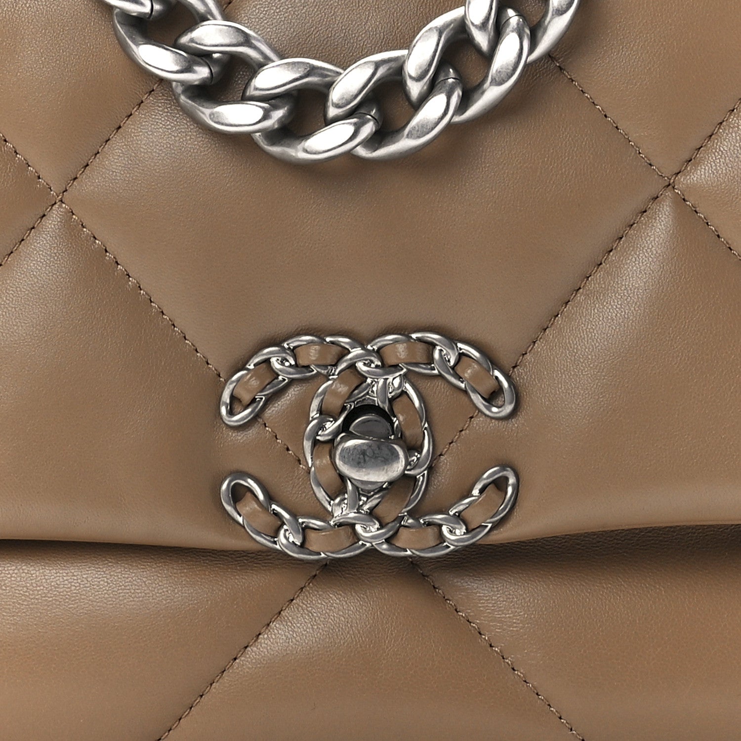 Chanel Lambskin Quilted Medium Chanel 19 Flap Dark Beige 8 of 11