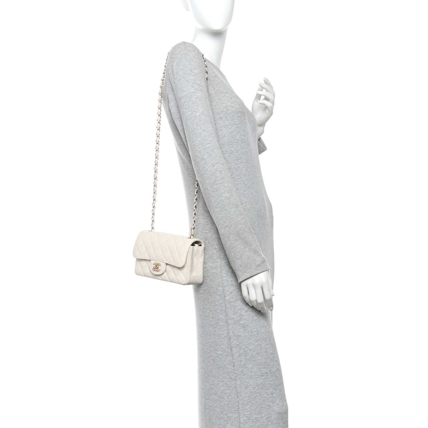 Chanel Caviar Quilted Mini Rectangular Flap White 2 of 11