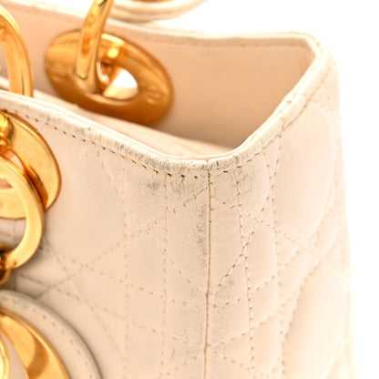 Christian Dior Lambskin Cannage Medium Lady Dior Beige 14 of 22