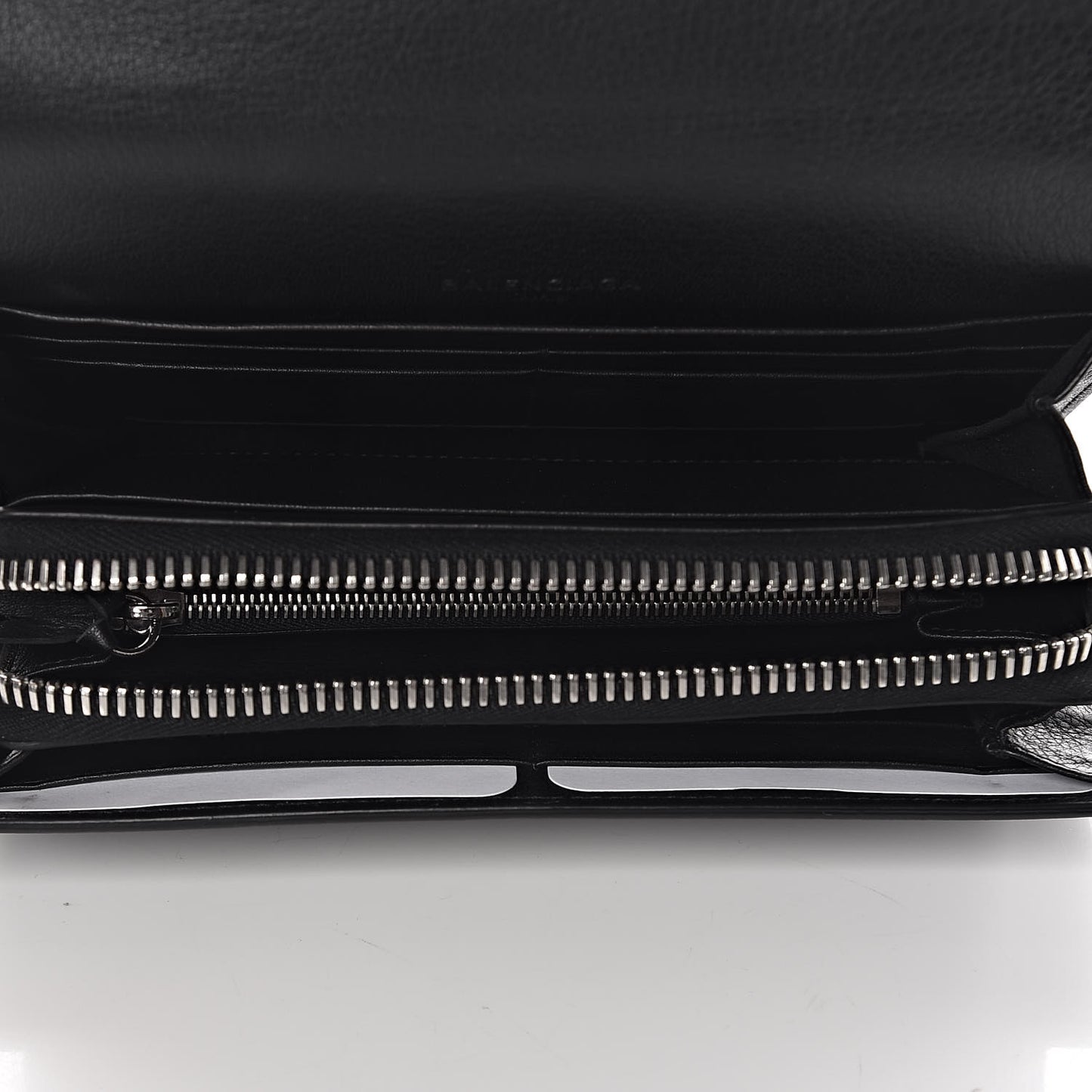 Calfskin Papier Money Zip Around Wallet Black