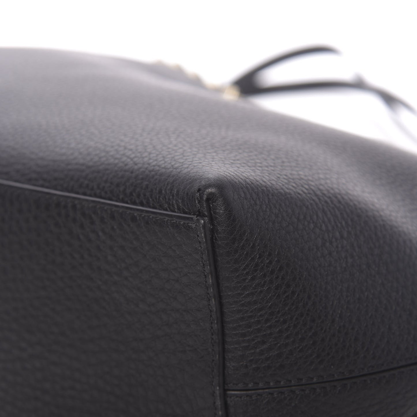 Grained Calfskin Rockstud Shoulder Tote Black