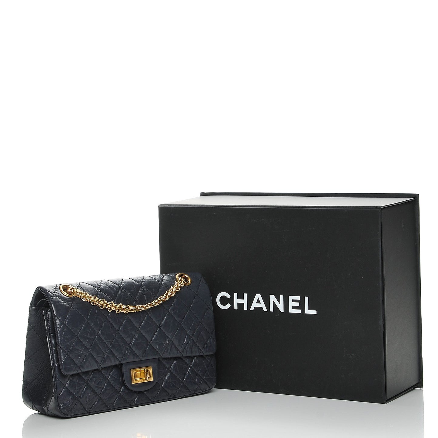 Aged Calfskin Quilted 2.55 Reissue 225 Flap Navy