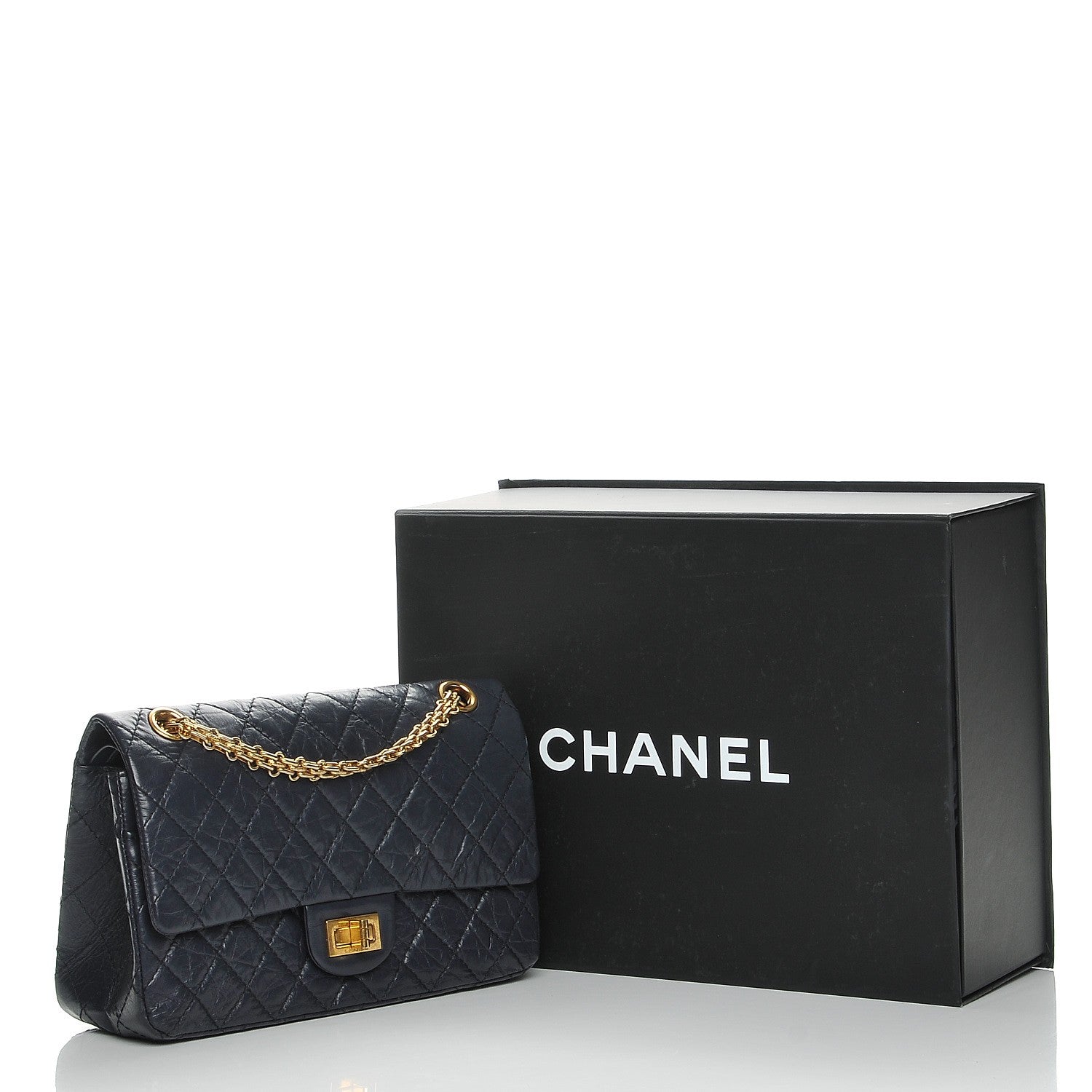 Chanel Aged Calfskin Quilted 2.55 Reissue 225 Flap Navy 8 of 8