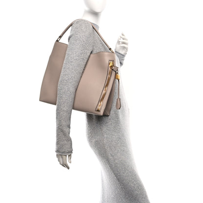 Tom Ford Pebbled Calfskin Small Alix Padlock Zip Hobo Bag Beige 2 of 11