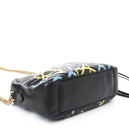 Gucci Calfskin Matelasse GucciGhost Medium GG Marmont Chain Shoulder Bag Black New Acquamarine 4 of 11