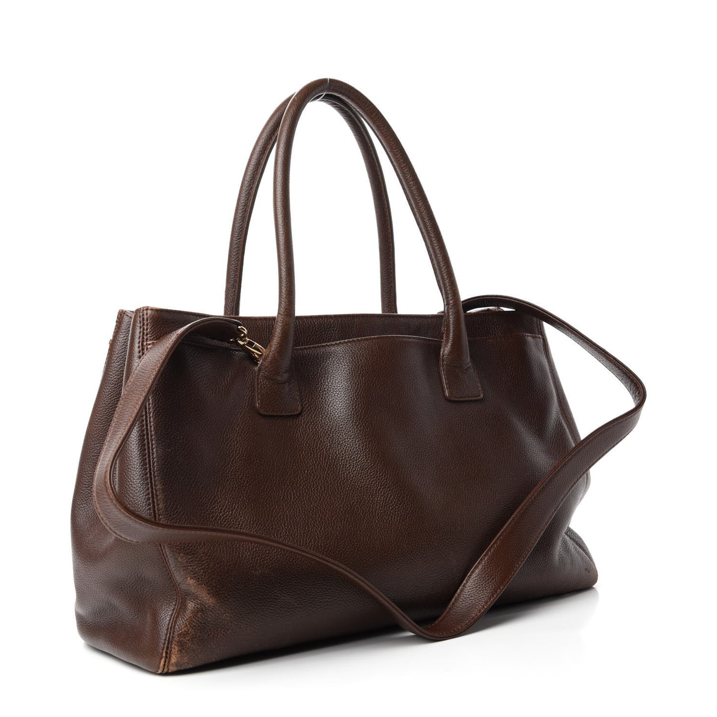 Calfskin Cerf Executive Shopper Tote Brown