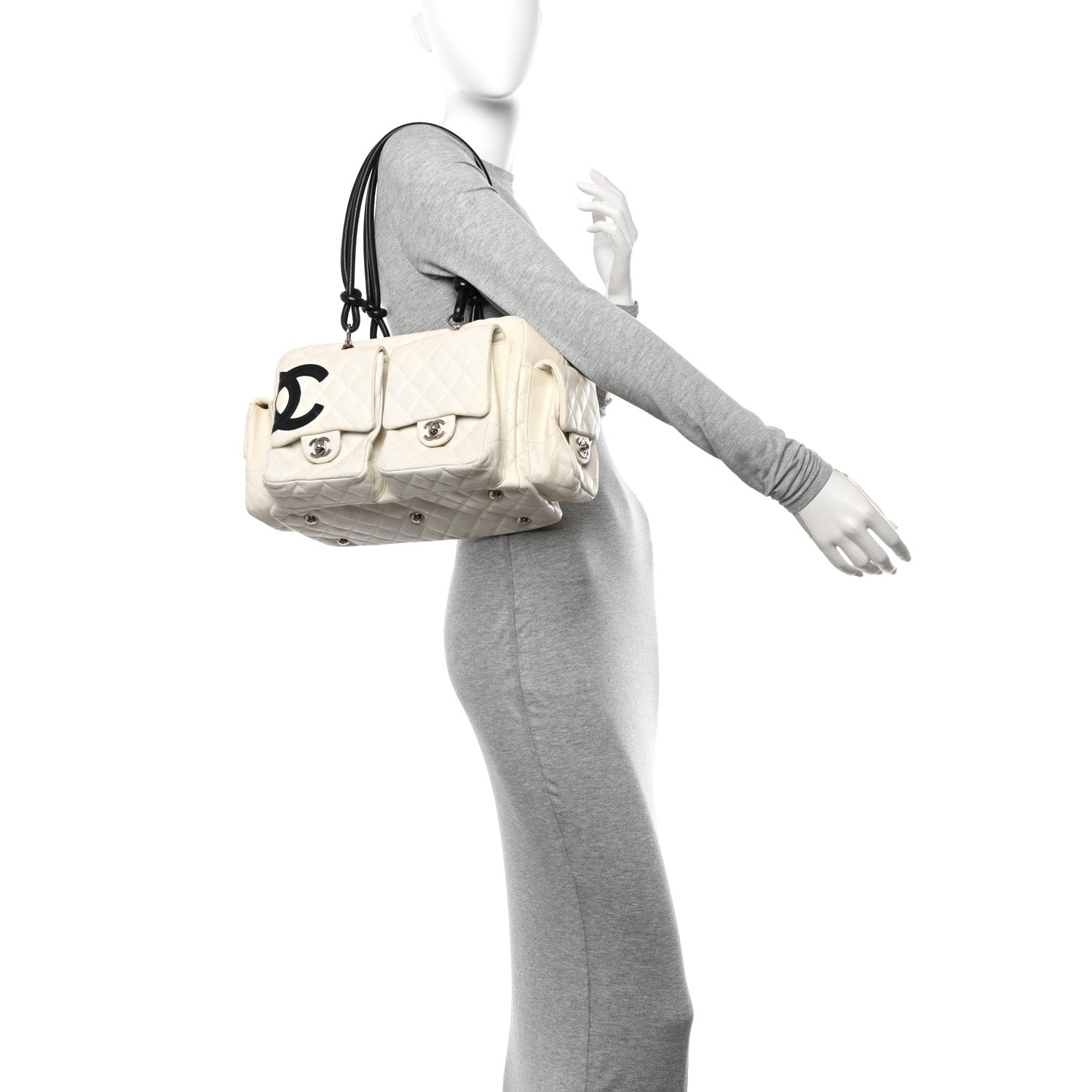 Chanel Calfskin Quilted Large Cambon Multipocket Reporter White 2 of 13